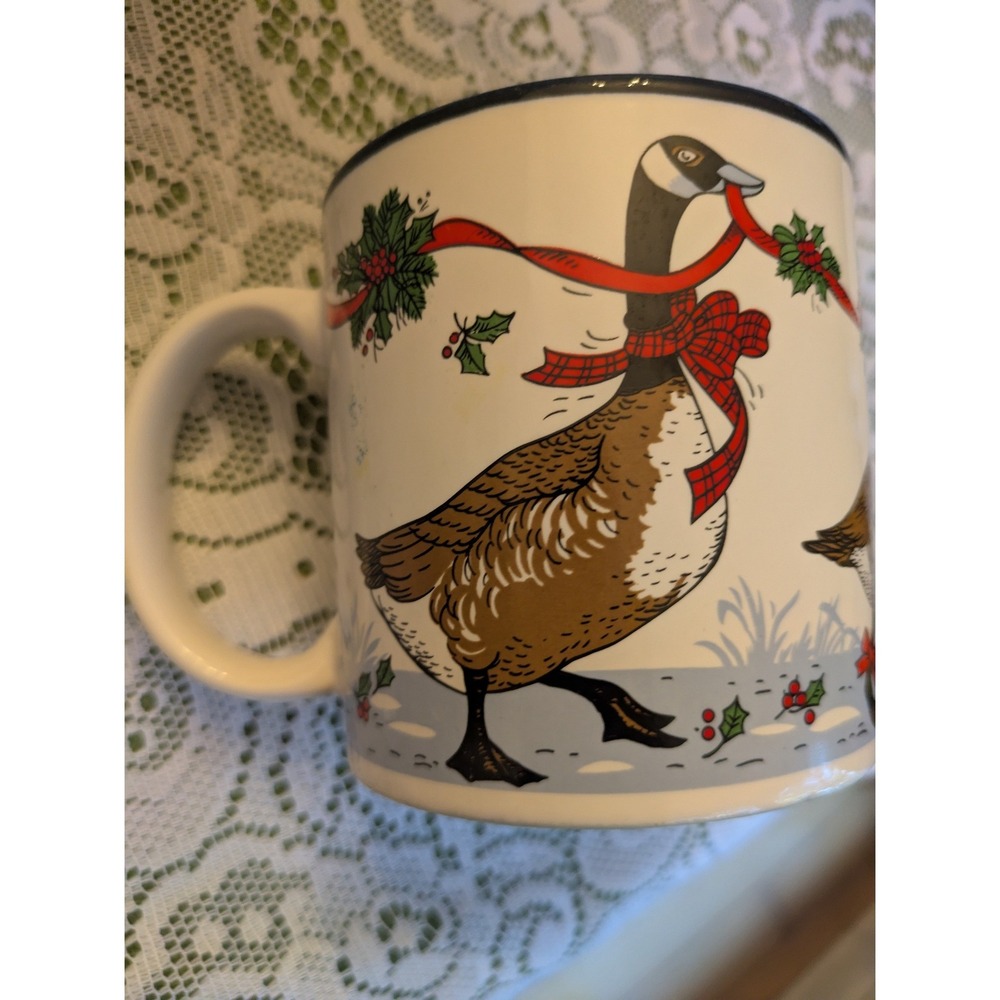 Vintage Christmas Goose Mug by Potpourri Pottery Made in Japan Holiday
